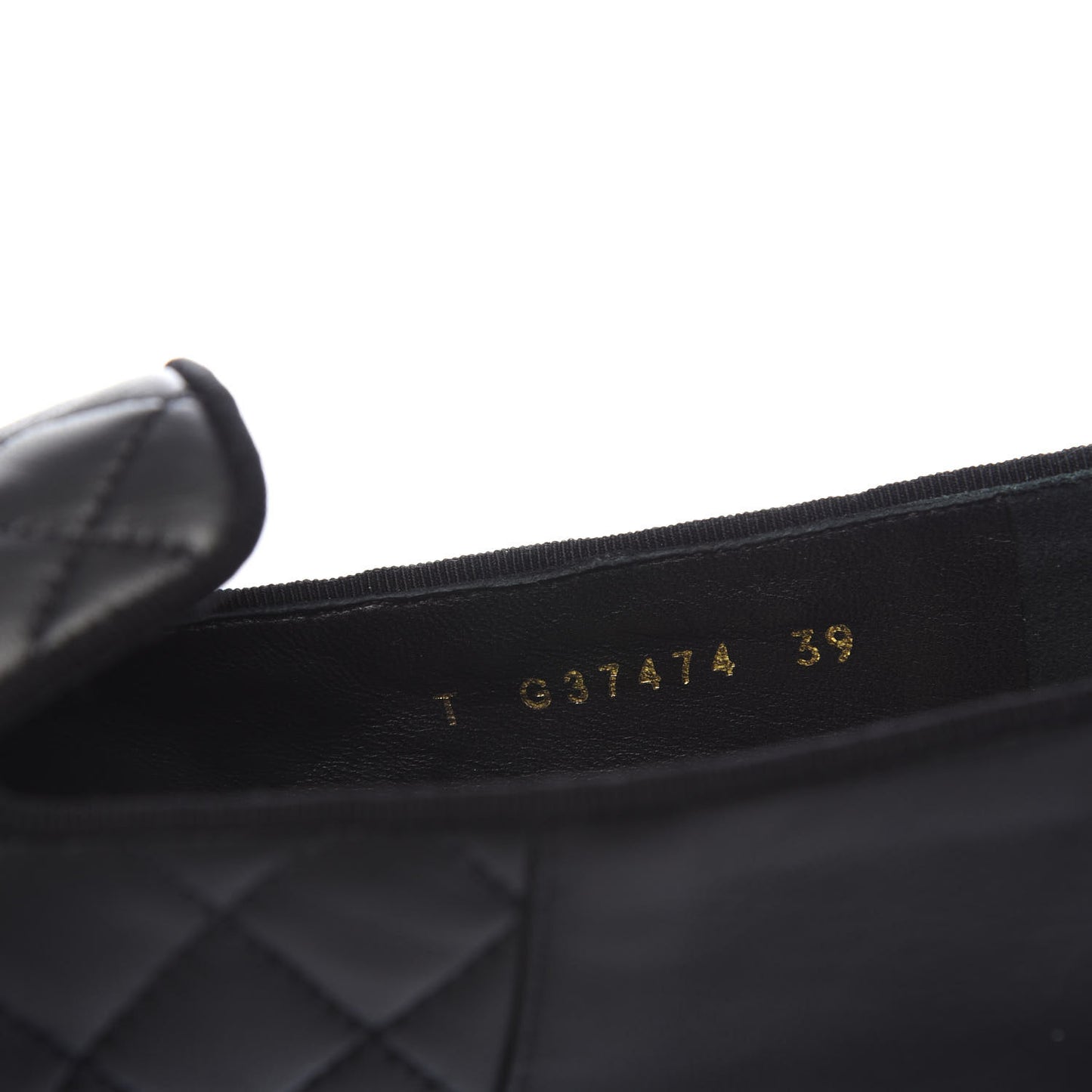 Lambskin Quilted Cap Toe Slipper With Pouch 39 Black