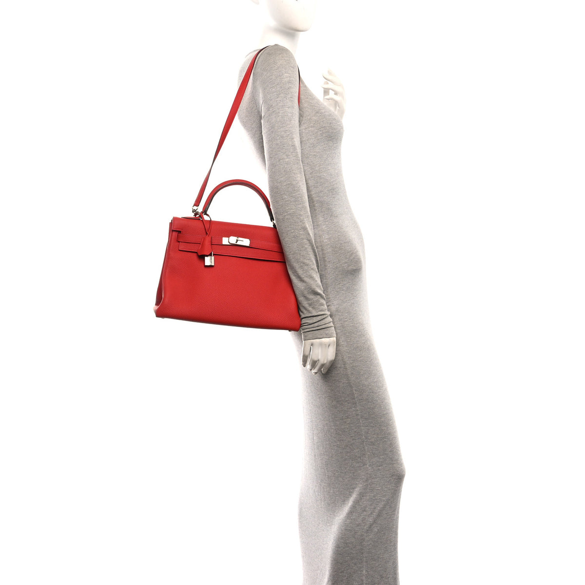 Hermes Taurillon Clemence Kelly Retourne 32 Rouge Tomate 2 of 10