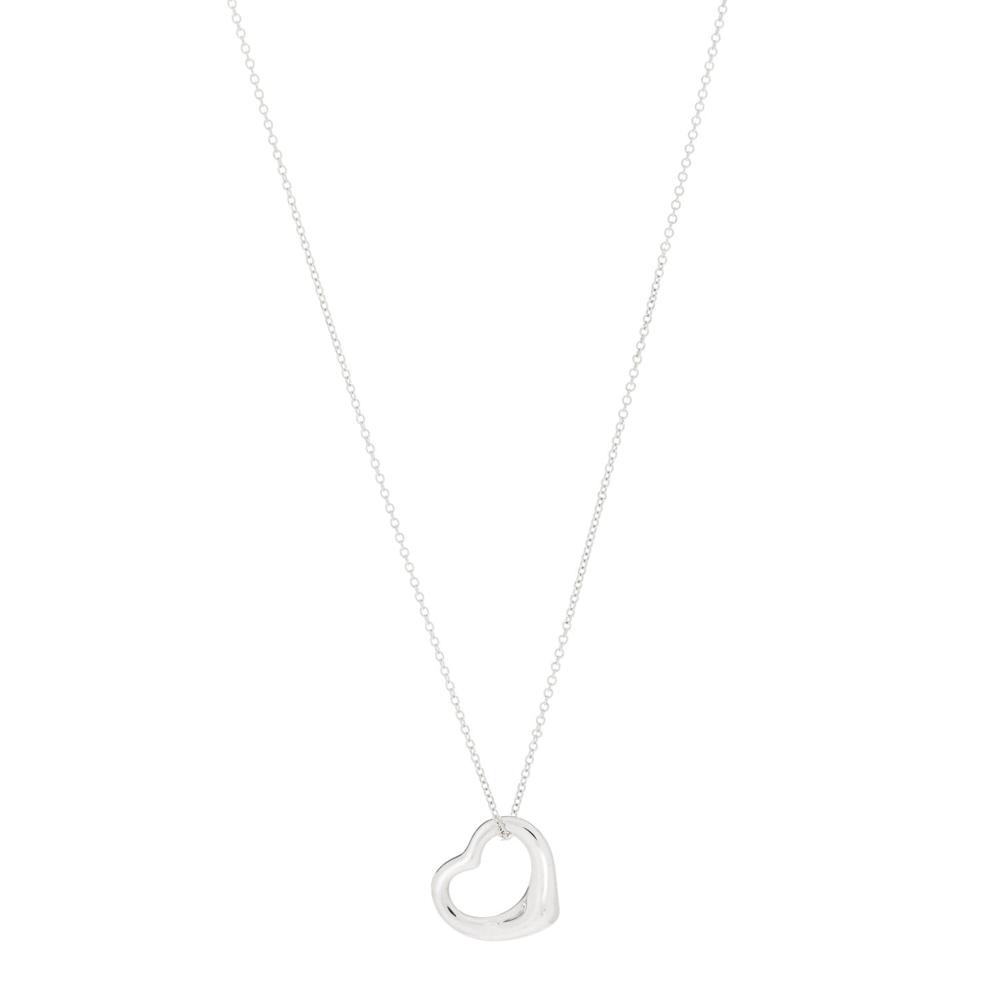 Sterling Silver 16mm Elsa Peretti Open Heart Pendant Necklace