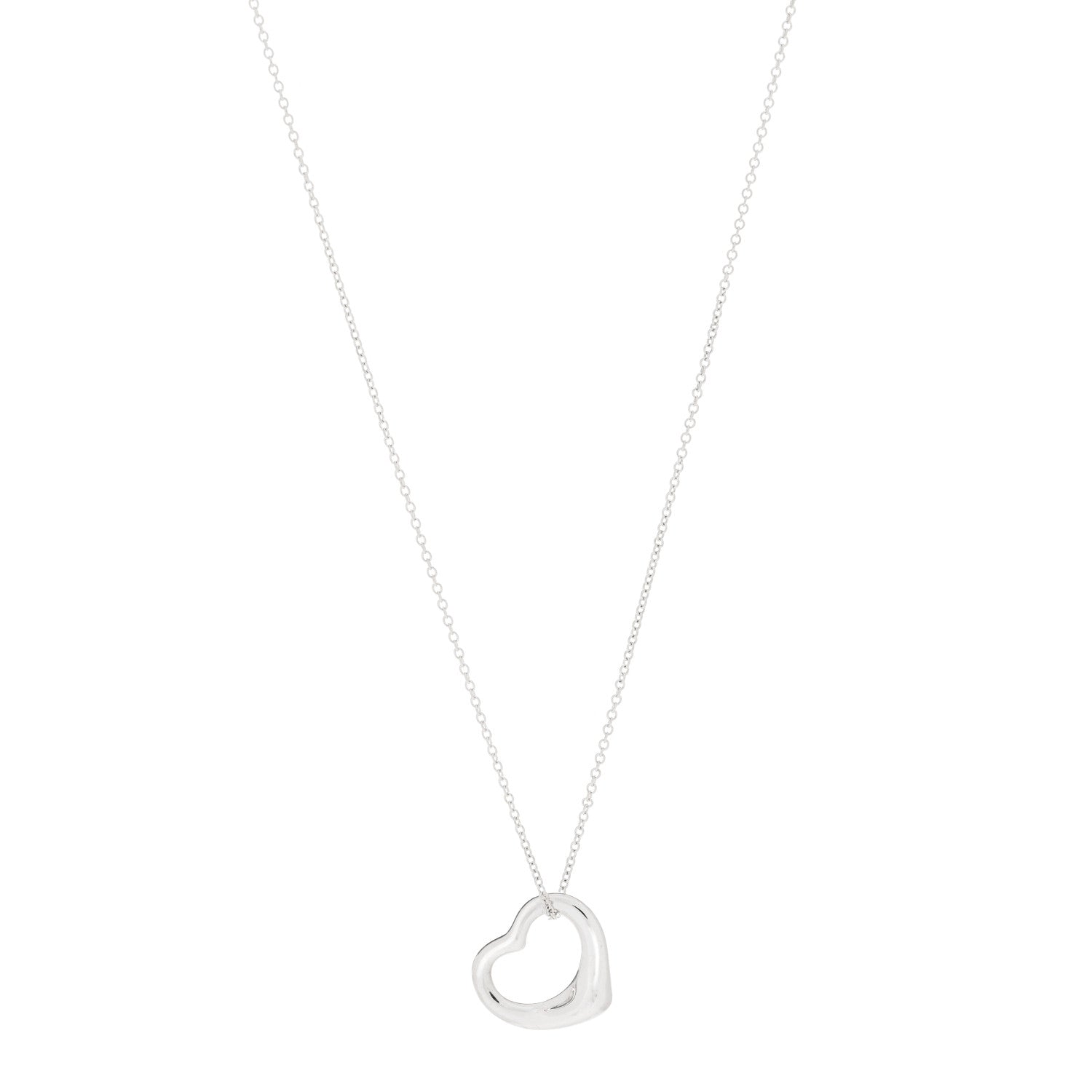 Tiffany Sterling Silver 16mm Elsa Peretti Open Heart Pendant Necklace 1 of 6