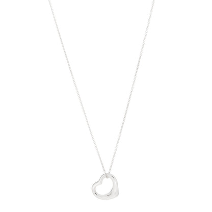 Tiffany Sterling Silver 16mm Elsa Peretti Open Heart Pendant Necklace 1 of 6