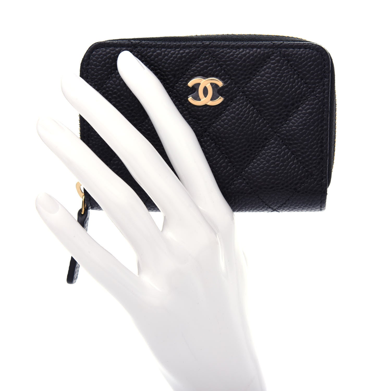 Chanel Caviar Quilted Zip Coin Purse Black 2 of 8