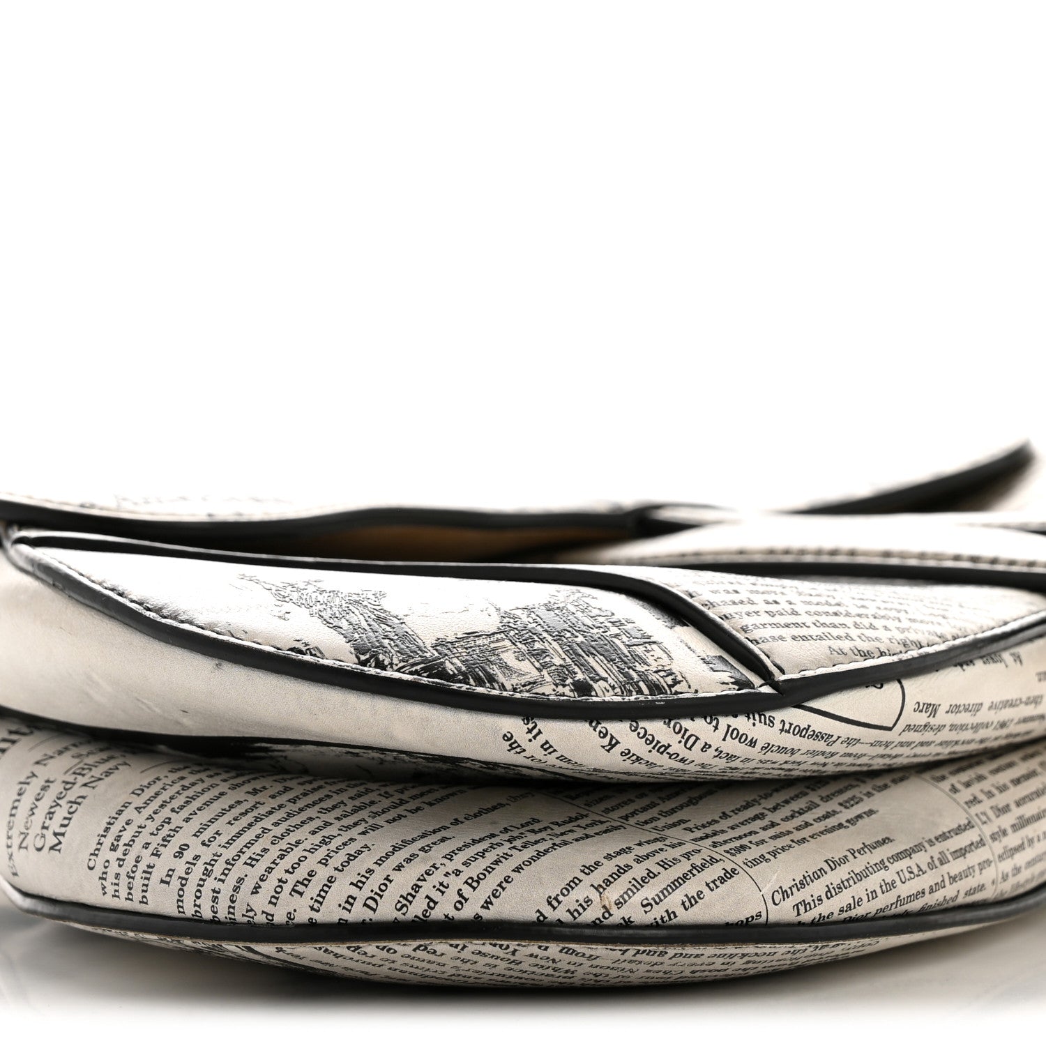 Christian Dior Calfskin Newspaper Printed Saddle Bag Black White 9 of 15