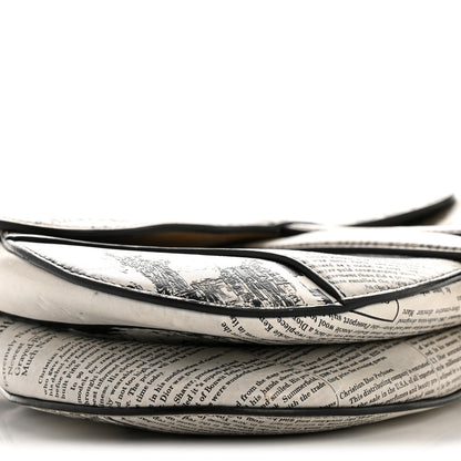 Christian Dior Calfskin Newspaper Printed Saddle Bag Black White 9 of 15