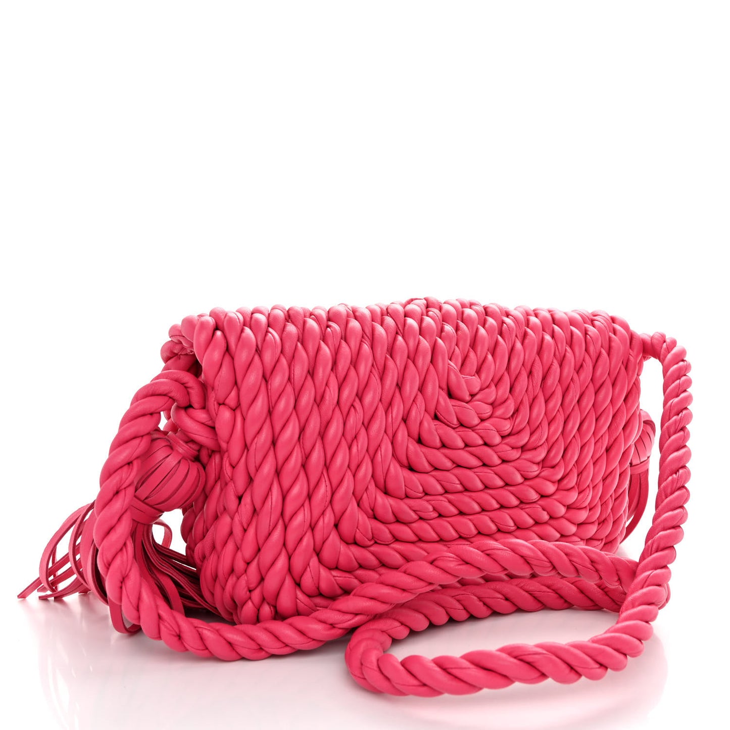 Lambskin Torchon Tasseled Twisted Shoulder Bag Lollipop