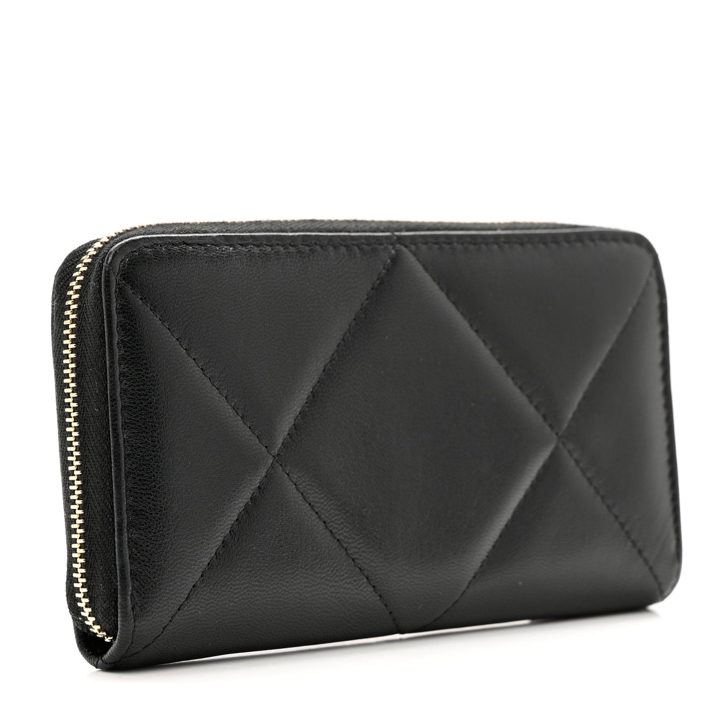 Goatskin Quilted Medium Chanel 19 Zipped Wallet Black