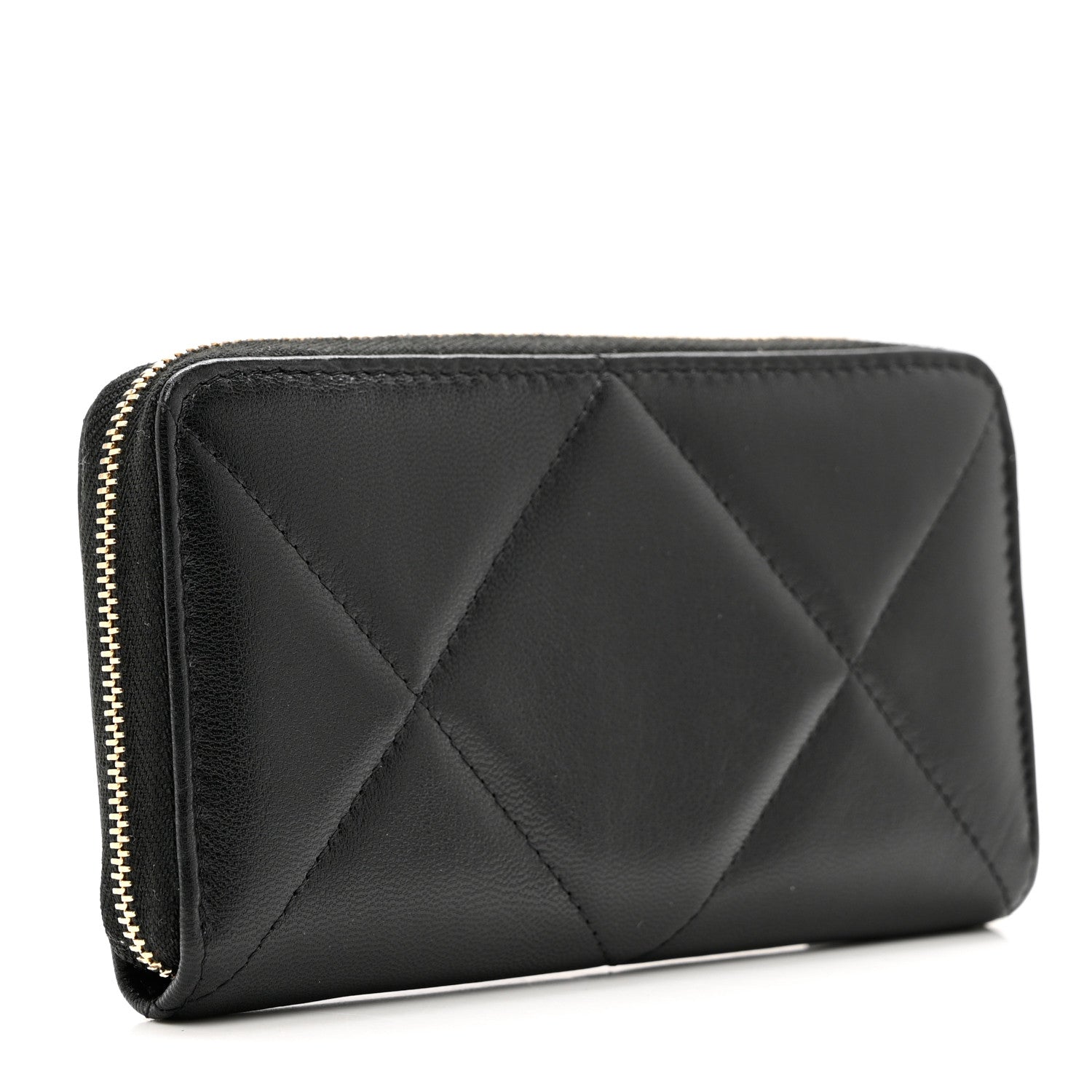 Chanel Goatskin Quilted Medium Chanel 19 Zipped Wallet Black 3 of 8
