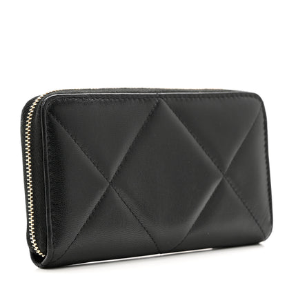Chanel Goatskin Quilted Medium Chanel 19 Zipped Wallet Black 3 of 8