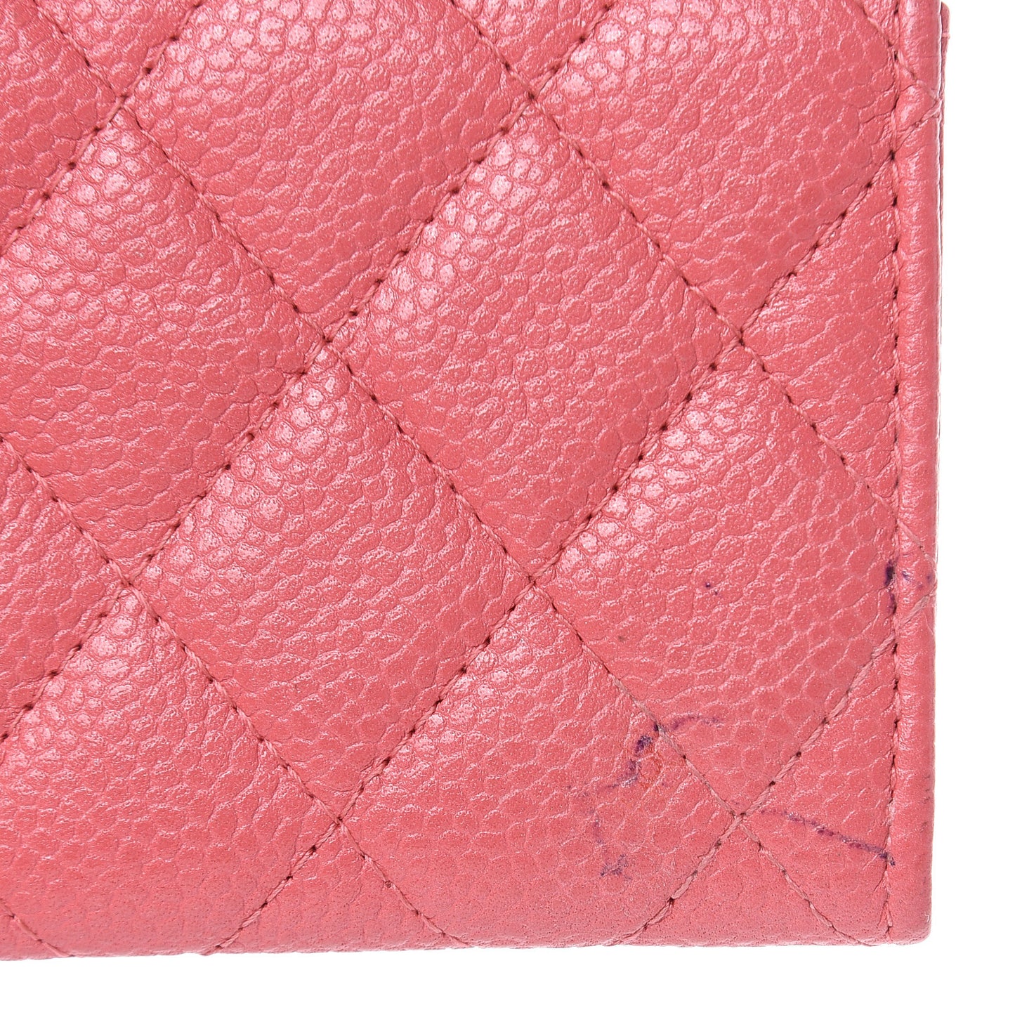 Metallic Caviar Quilted Flap Card Holder Pink