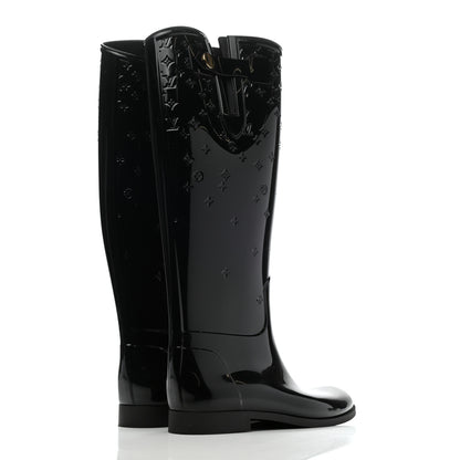 Louis Vuitton Rubber Embossed Monogram Drops High Rain Boots 41 Black 4 of 6