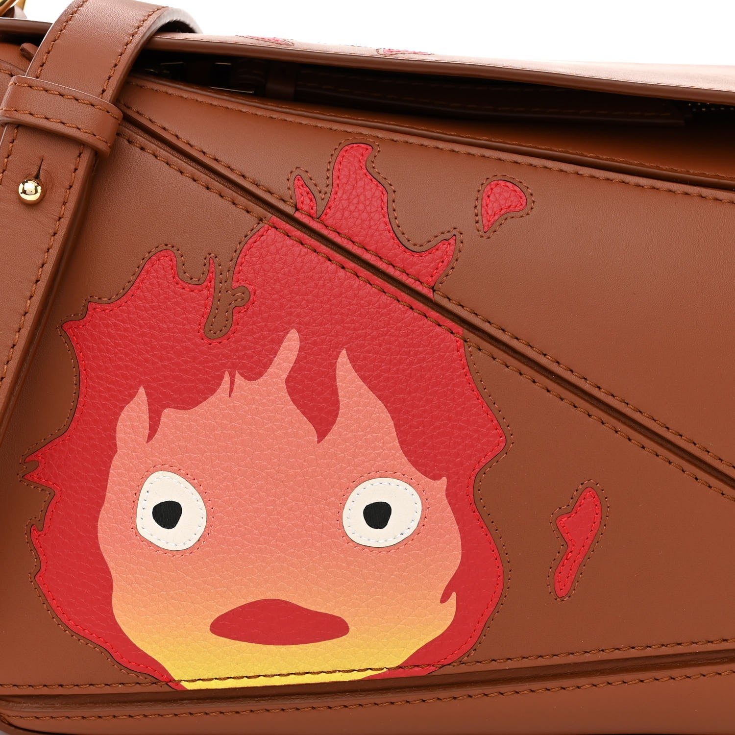 Loewe X HOWLS MOVING CASTLE Satin Calfskin Small Calcifer Puzzle Bag Rust 8 of 10