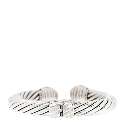 David Yurman DAVID YURMAN Sterling Silver Pearl Diamond 10mm Cable Classics Hinged Bracelet 2 of 3