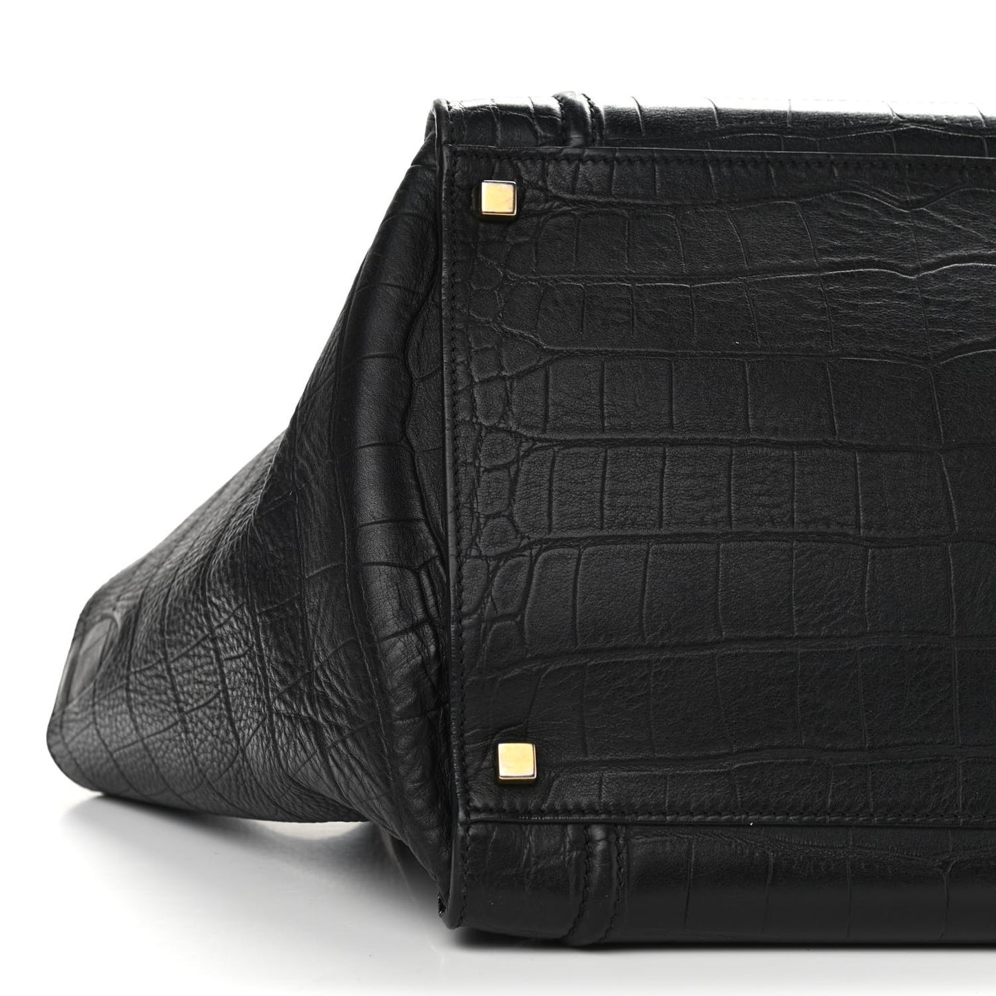 Calfskin Crocodile Embossed Medium Phantom Luggage Black