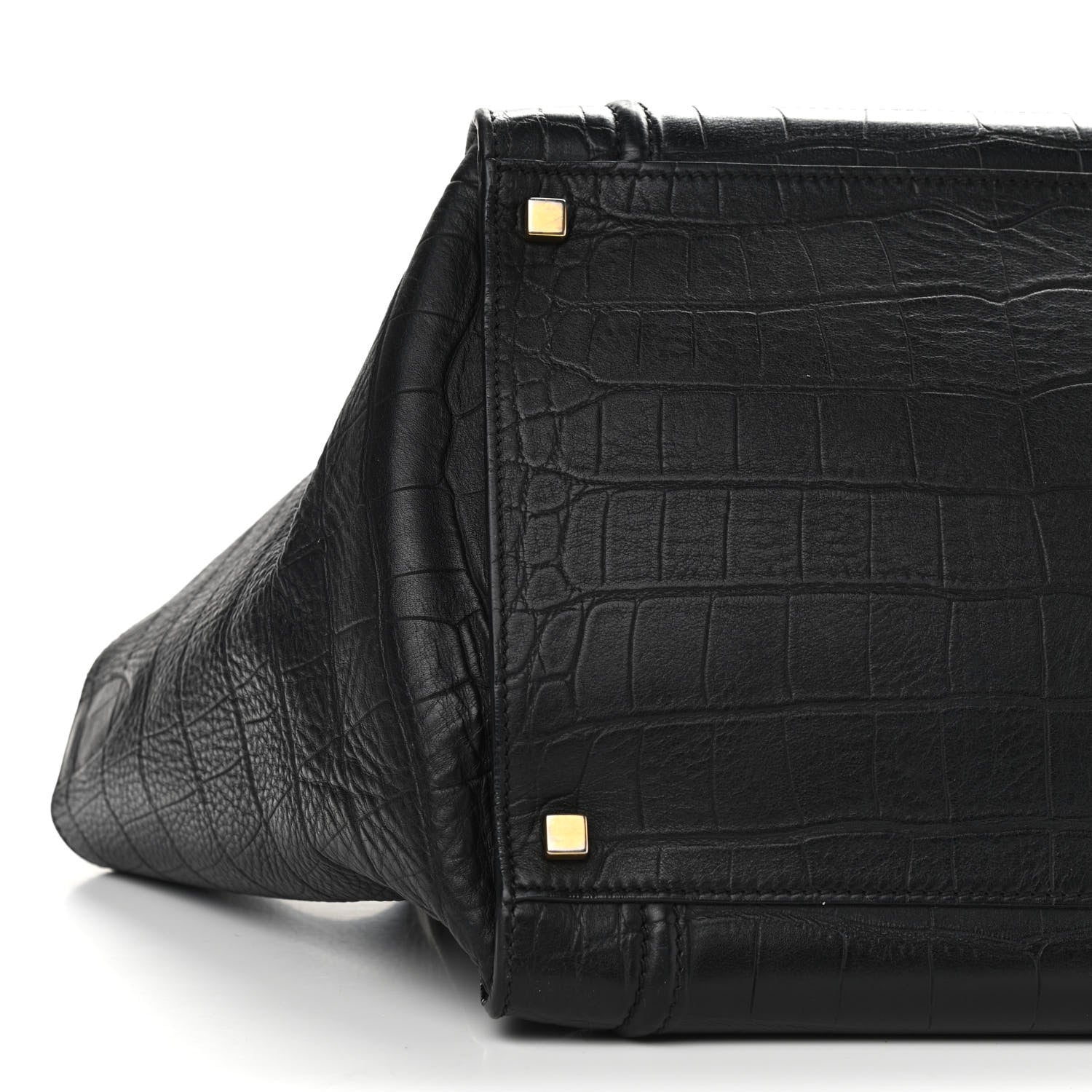 Celine Calfskin Crocodile Embossed Medium Phantom Luggage Black 10 of 15