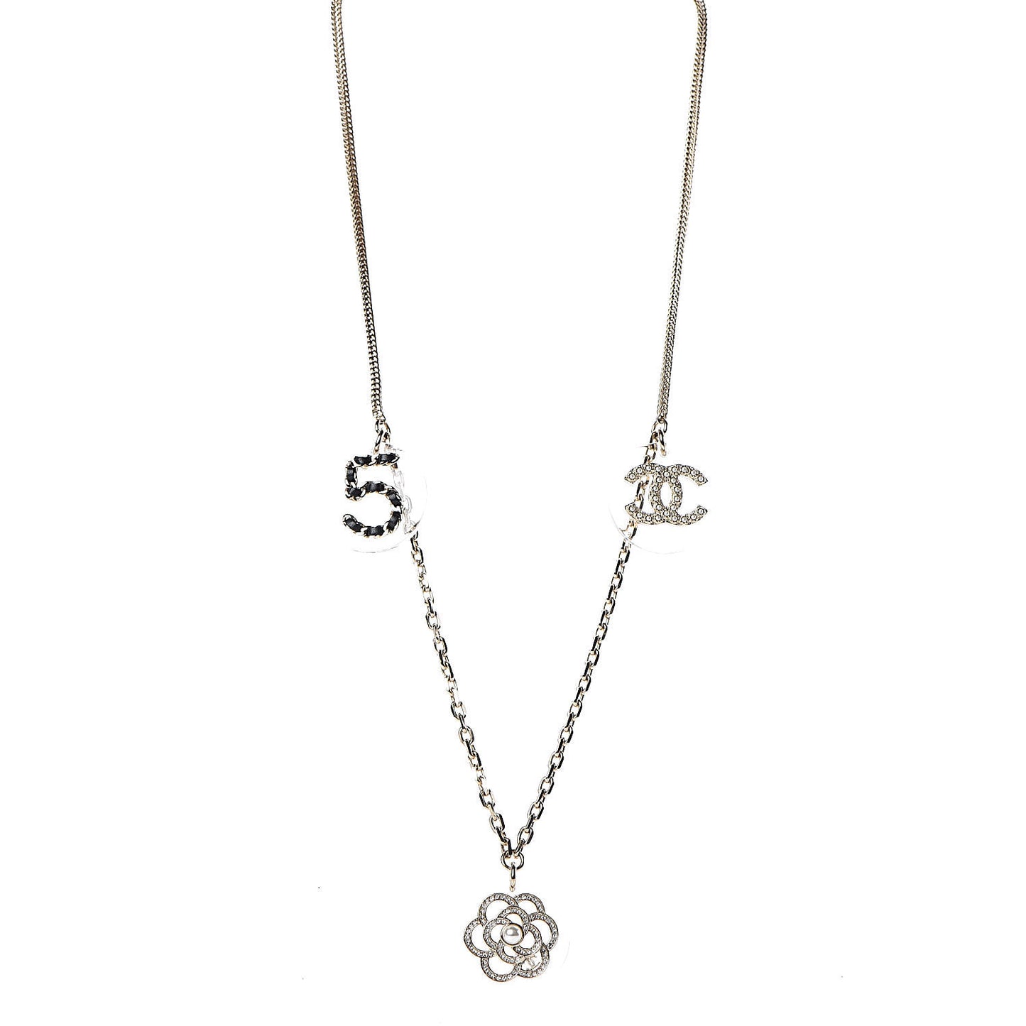 Crystal Resin Camellia CC Necklace Gold