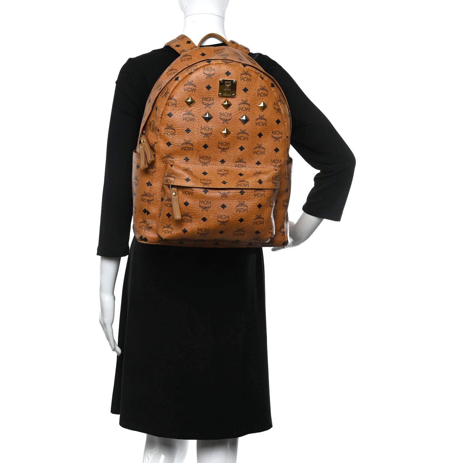 MCM Visetos Medium Sprinkle Stud Stark Backpack Cognac 2 of 9