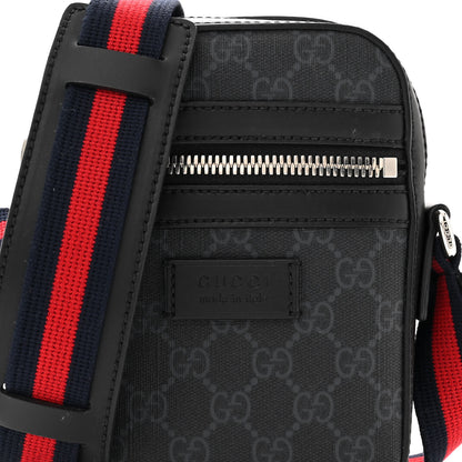 Gucci GG Supreme Monogram Appia Calfskin Web Small Camera Messenger Bag Black Grey 8 of 12