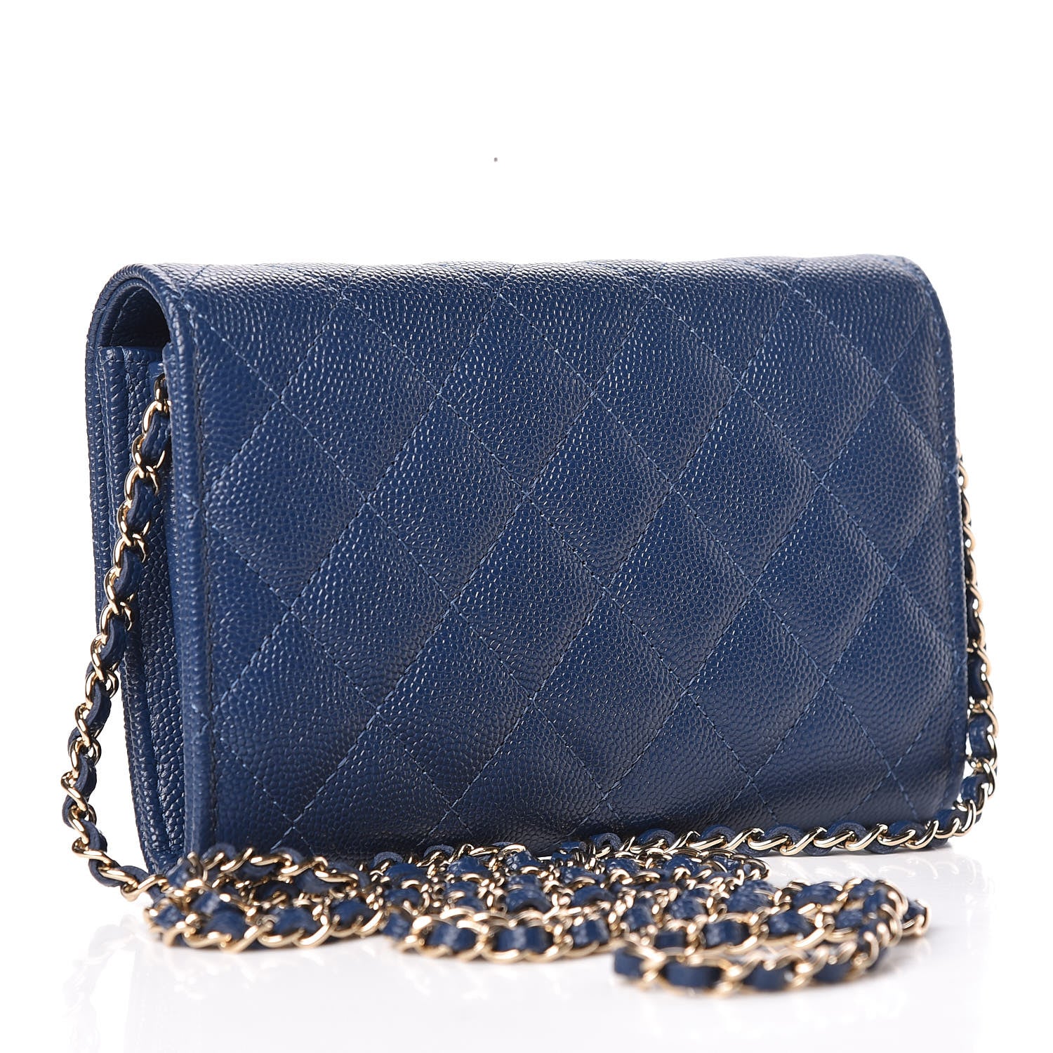 Chanel Caviar Quilted Classic Clutch With Chain Blue 3 of 11