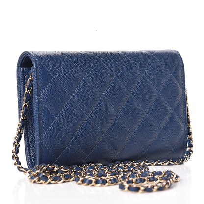 Chanel Caviar Quilted Classic Clutch With Chain Blue 3 of 11