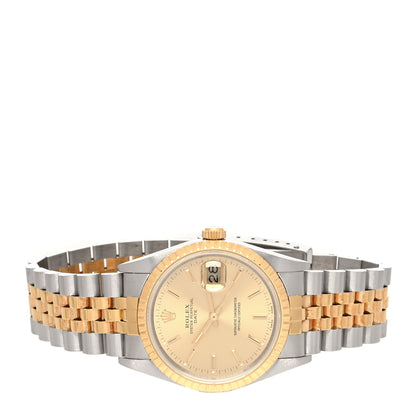 Rolex Stainless Steel 18K Yellow Gold 34mm Oyster Perpetual Date Watch Champagne 15223 2 of 4