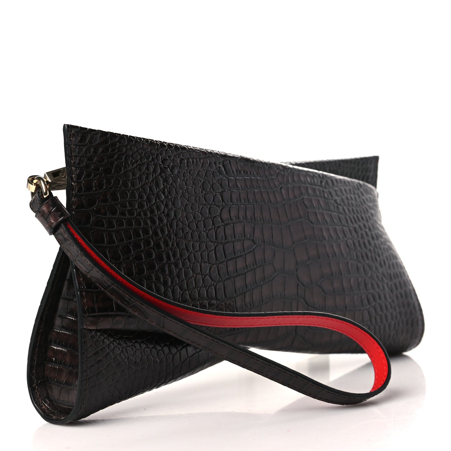 Loubitwist Crocodile Embossed Clutch Black