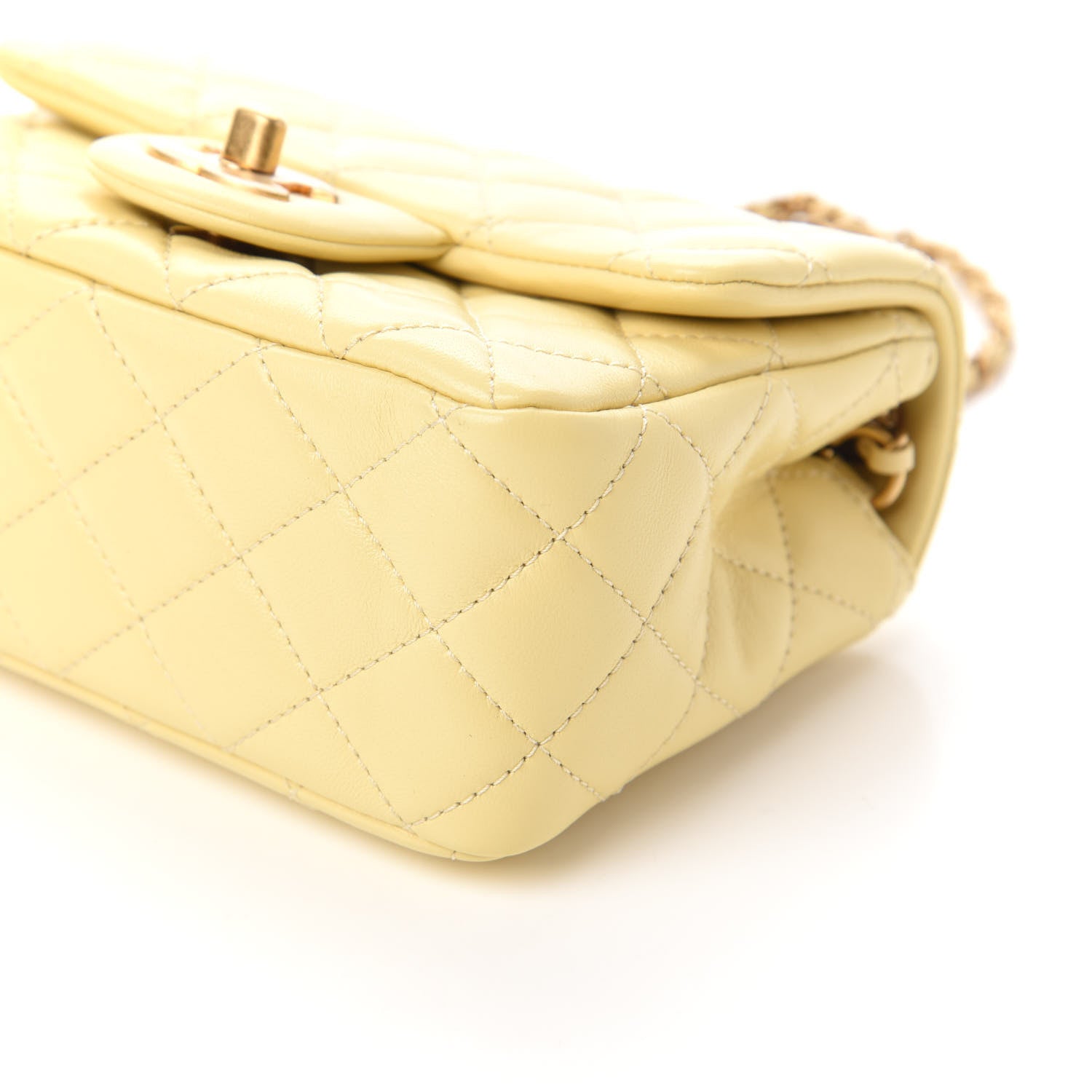 Chanel Lambskin Quilted Mini Pearl Crush Flap Yellow 7 of 10