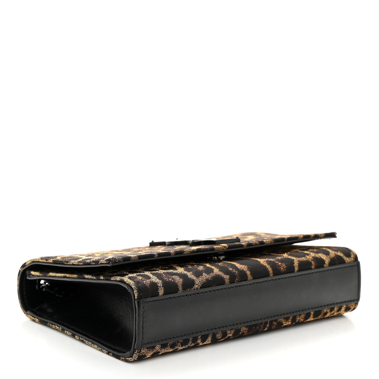 Saint Laurent Jacquard Leopard Small Monogram Kate Satchel Oro Natural 4 of 11