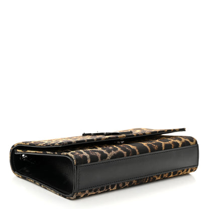Saint Laurent Jacquard Leopard Small Monogram Kate Satchel Oro Natural 4 of 11