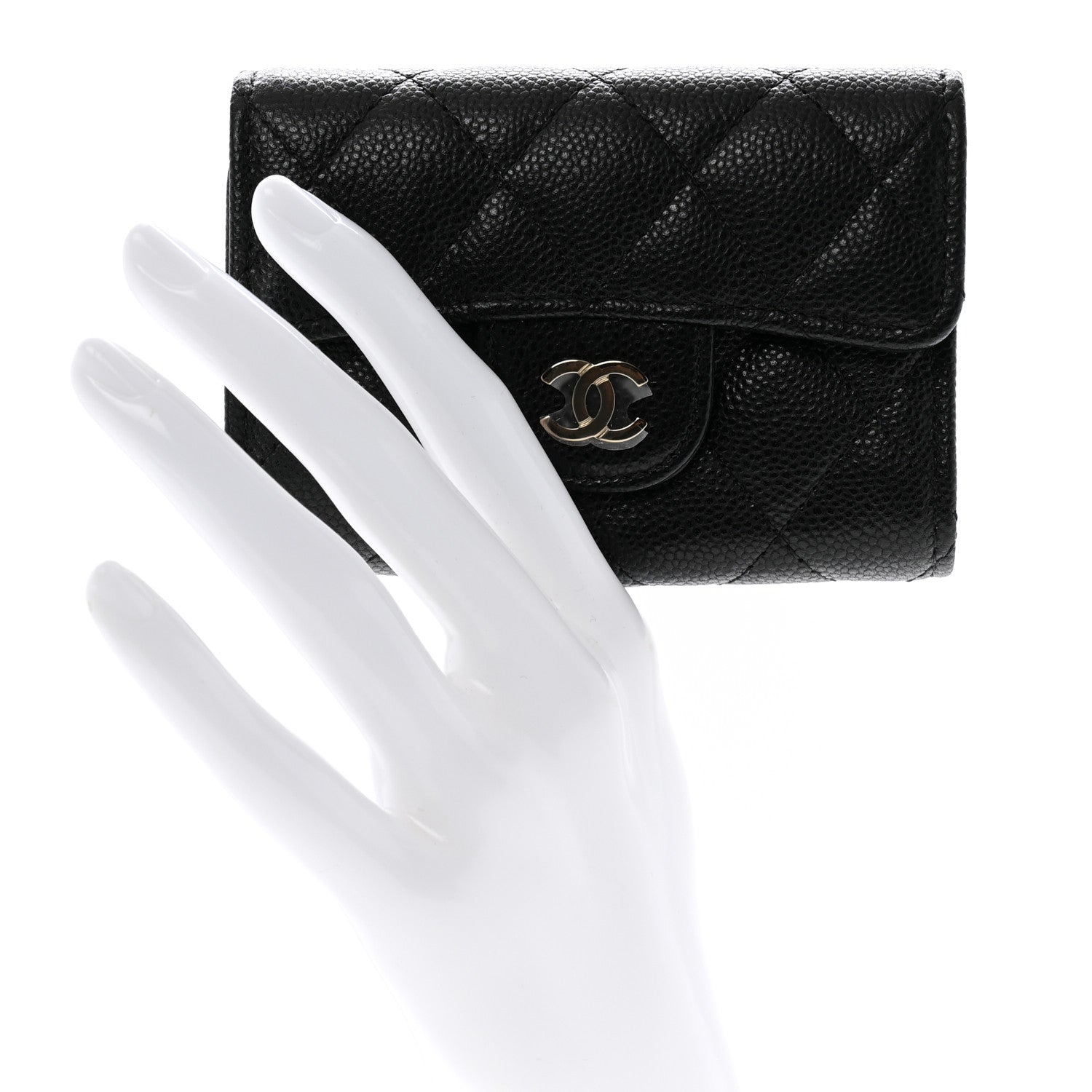 Chanel Caviar Quilted Classic 4 Key Holder Wallet Black 2 of 9