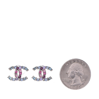 Chanel Crystal CC Earrings Silver Multicolor 2 of 5