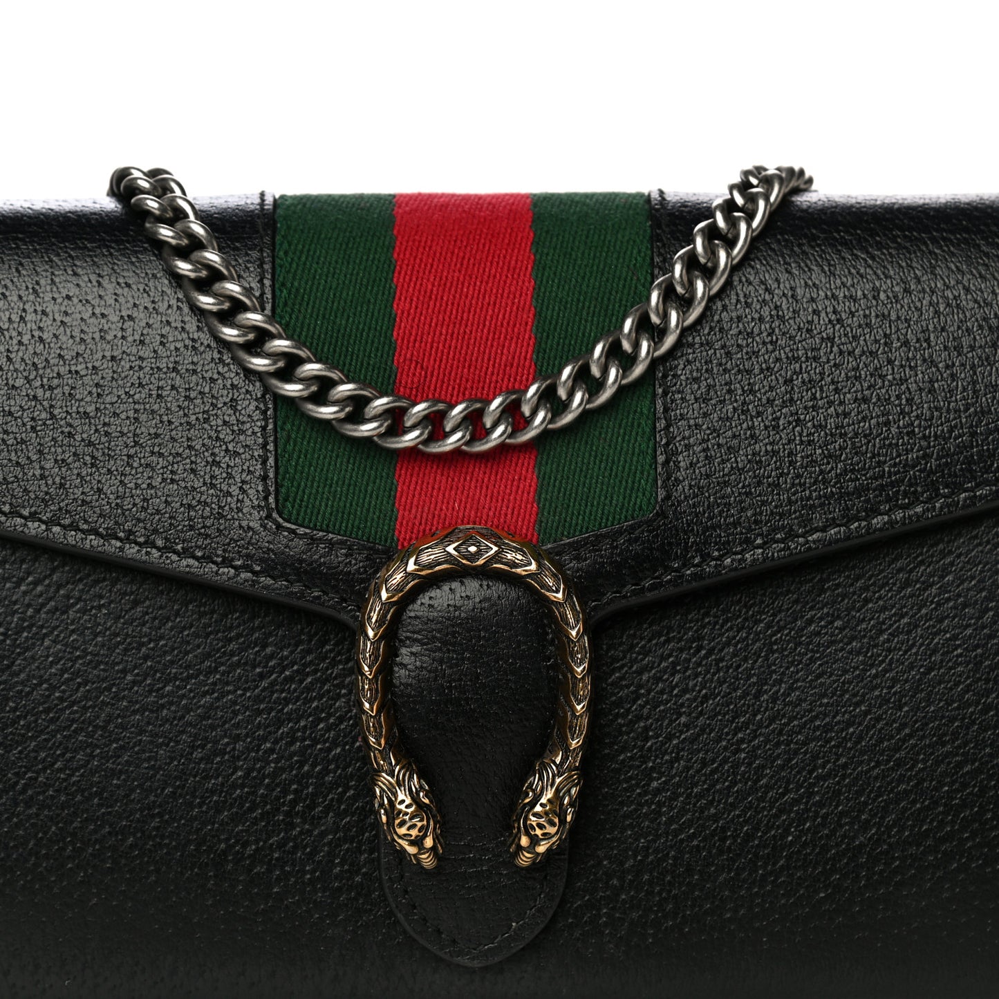Calfskin Web Mini Dionysus Chain Wallet Black
