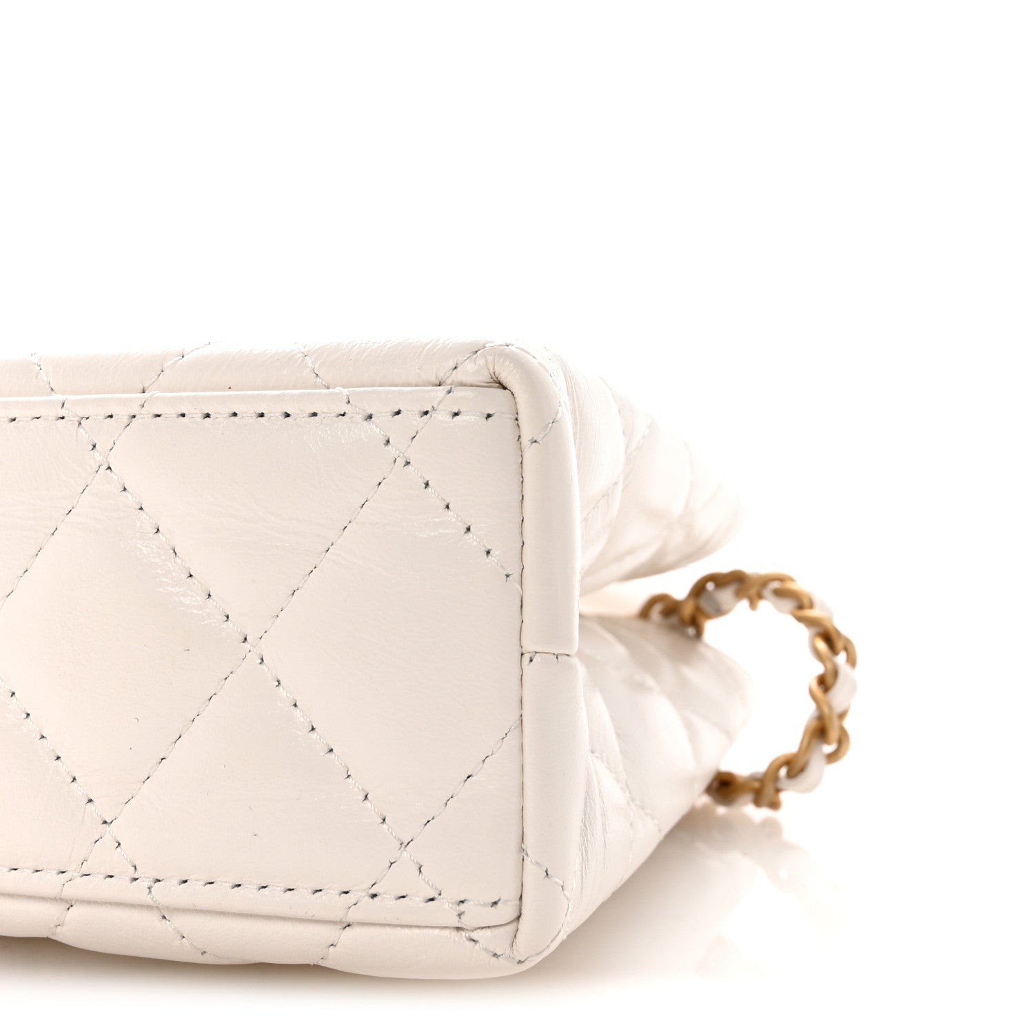 Chanel Shiny Aged Calfskin Quilted Nano Kelly Shopper White 10 of 10