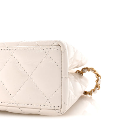 Chanel Shiny Aged Calfskin Quilted Nano Kelly Shopper White 10 of 10