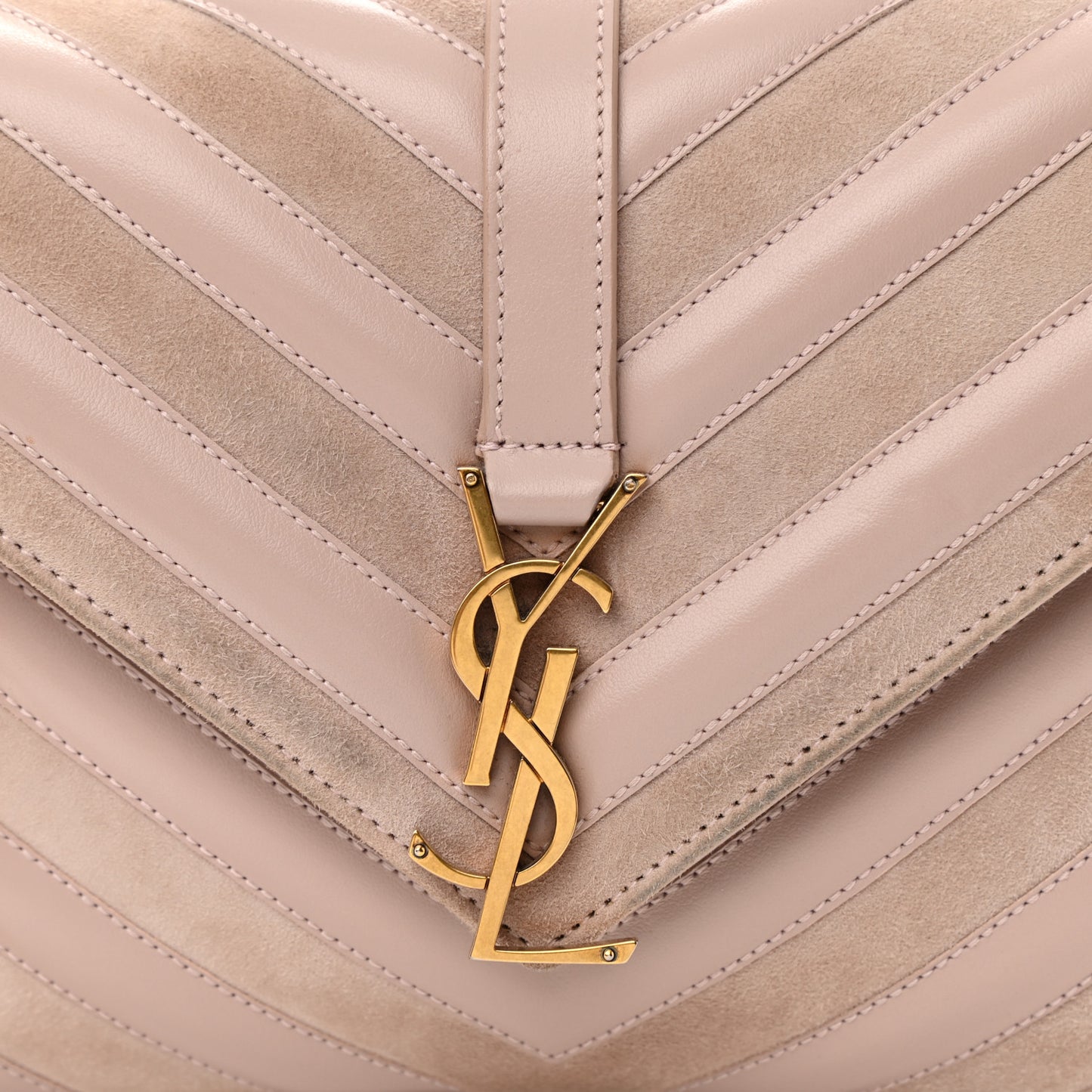 Calfskin Suede Matelasse Chevron Medium Monogram College Bag Rose Poudre