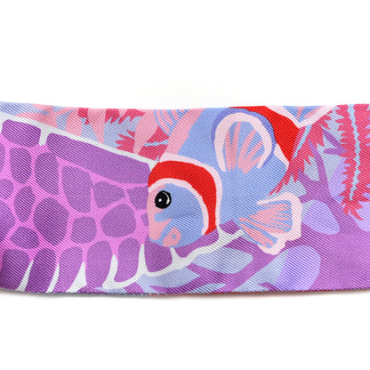 Hermes Silk Under The Waves Twilly Framboise Parme Rouge 5 of 6