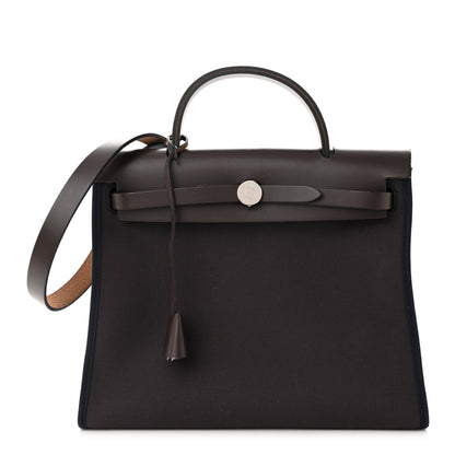 Hermes Military Toile Vache Hunter Herbag Zip PM 31 Prune Noir Marine 3 of 14