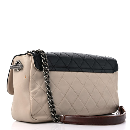 Chanel Calfskin Large Country Chic Flap Ecru Black Burgundy 3 of 20
