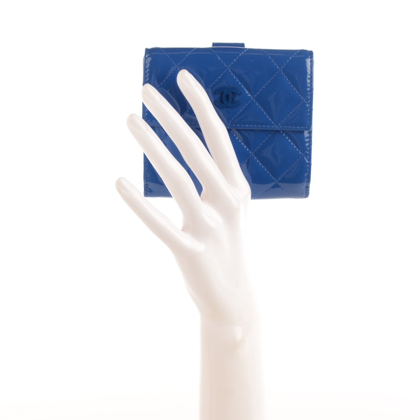 Patent Quilted CC French Wallet Blue