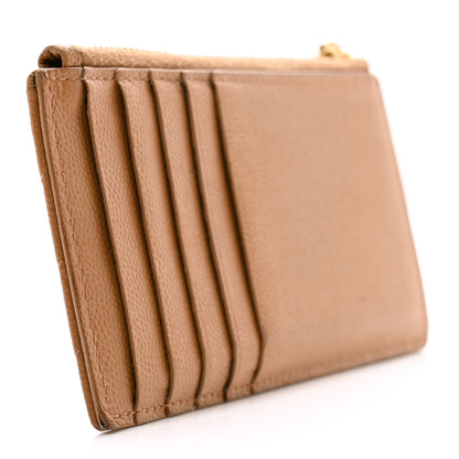 Saint Laurent Grain De Poudre Matelasse Chevron Monogram Fragments Zippered Card Case Cork 3 of 9