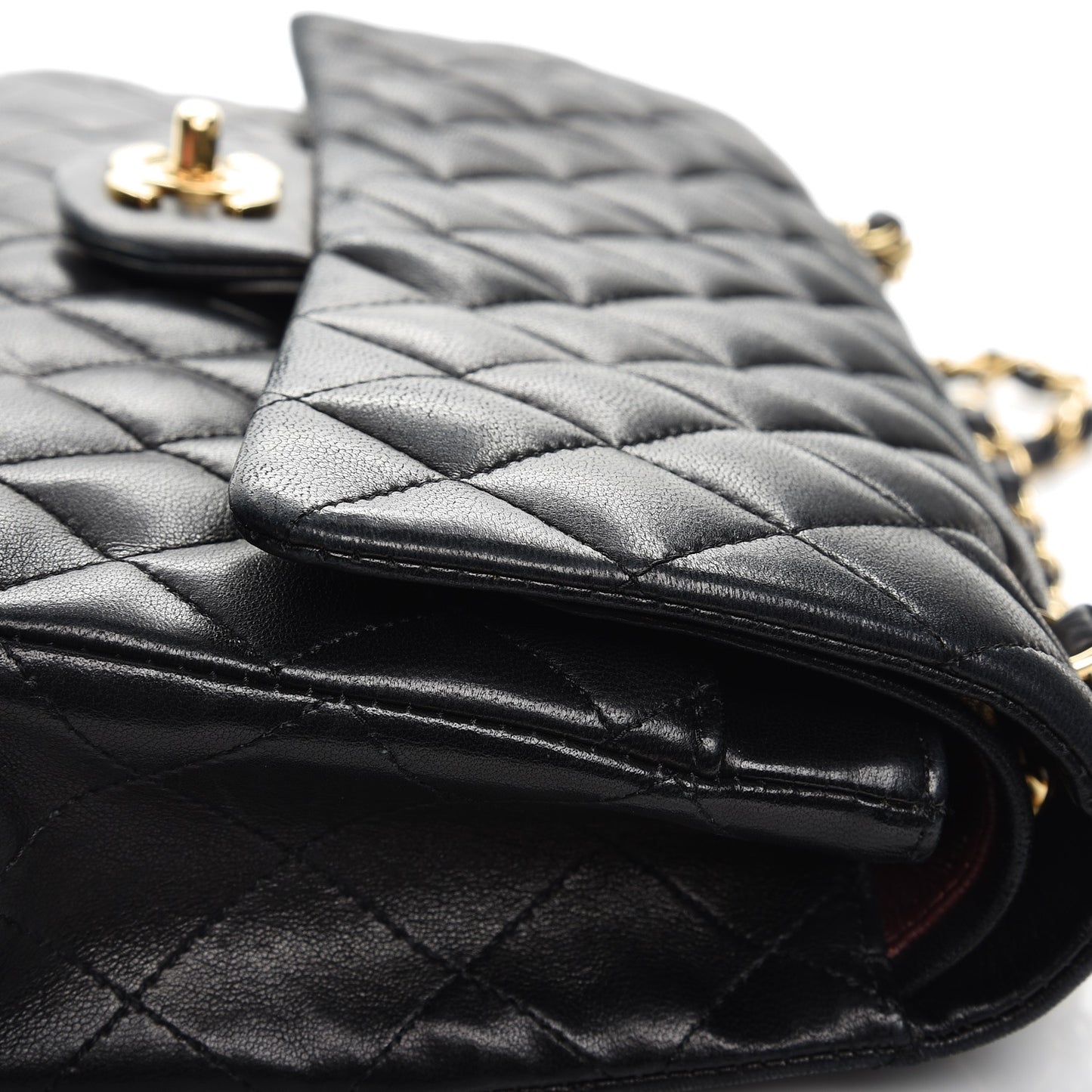 Lambskin Quilted Medium Double Flap Black