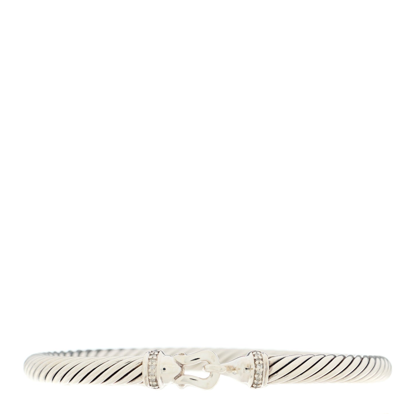 Sterling Silver Diamond 5mm Cable Buckle Bracelet
