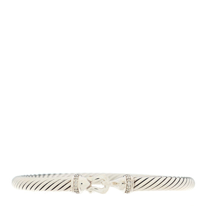 David Yurman Sterling Silver Diamond 5mm Cable Buckle Bracelet 1 of 3