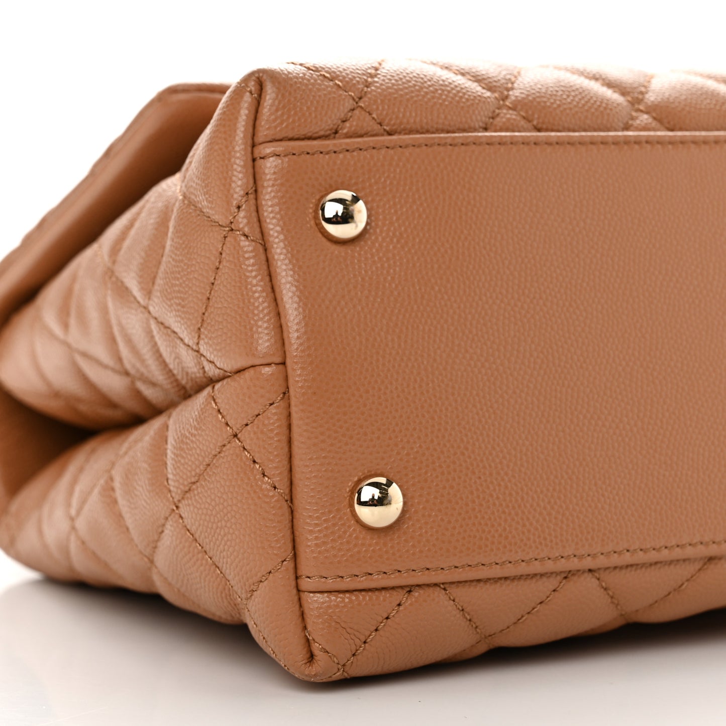 Caviar Quilted Small Coco Handle Flap Brown
