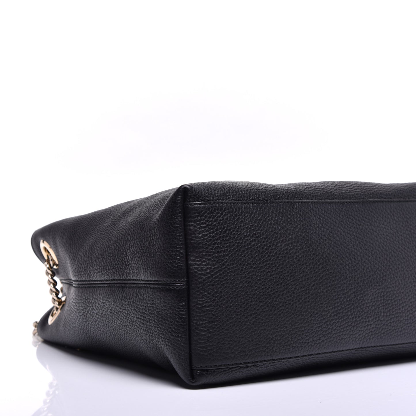 Pebbled Calfskin Medium Soho Chain Shoulder Bag Black