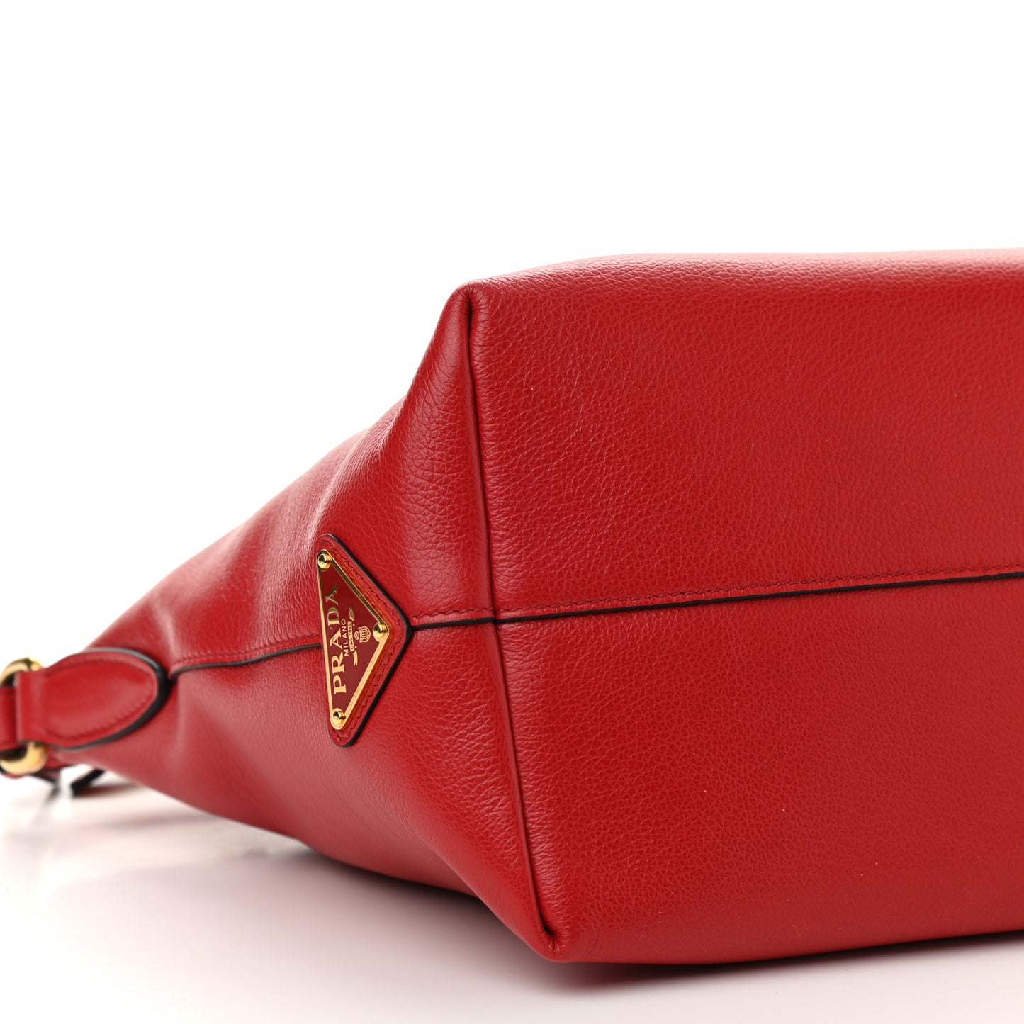Glace Calfskin Embossed Logo Tote Rosso