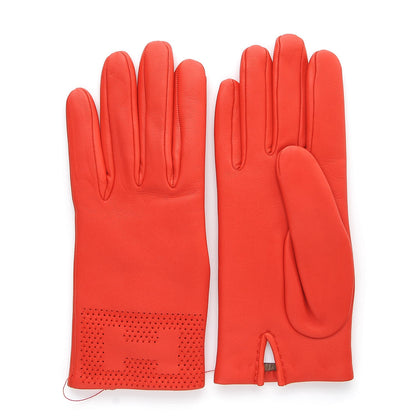 Hermes Lambskin Facile Gloves 7.5 Coquelicot 2 of 6