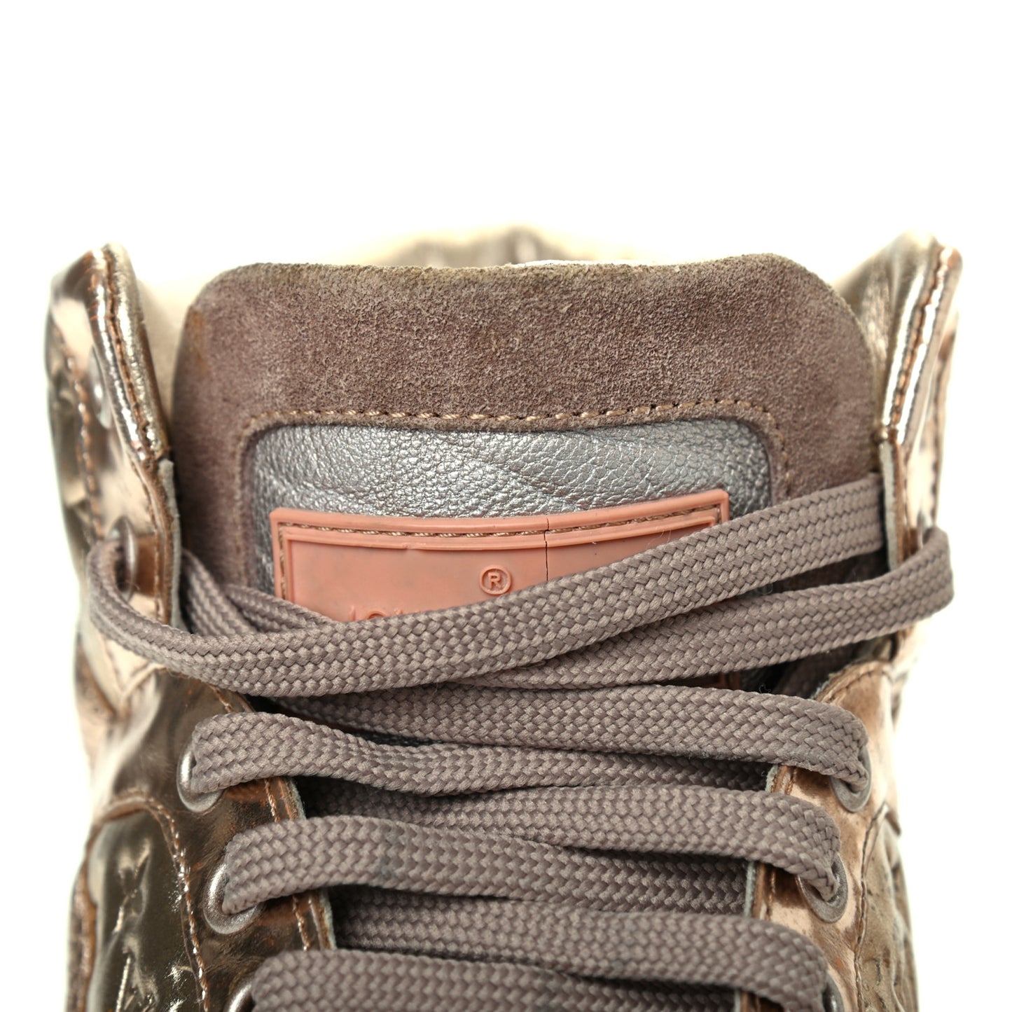 Calfskin Embossed Monogram High Top Sneakers 36 Gold