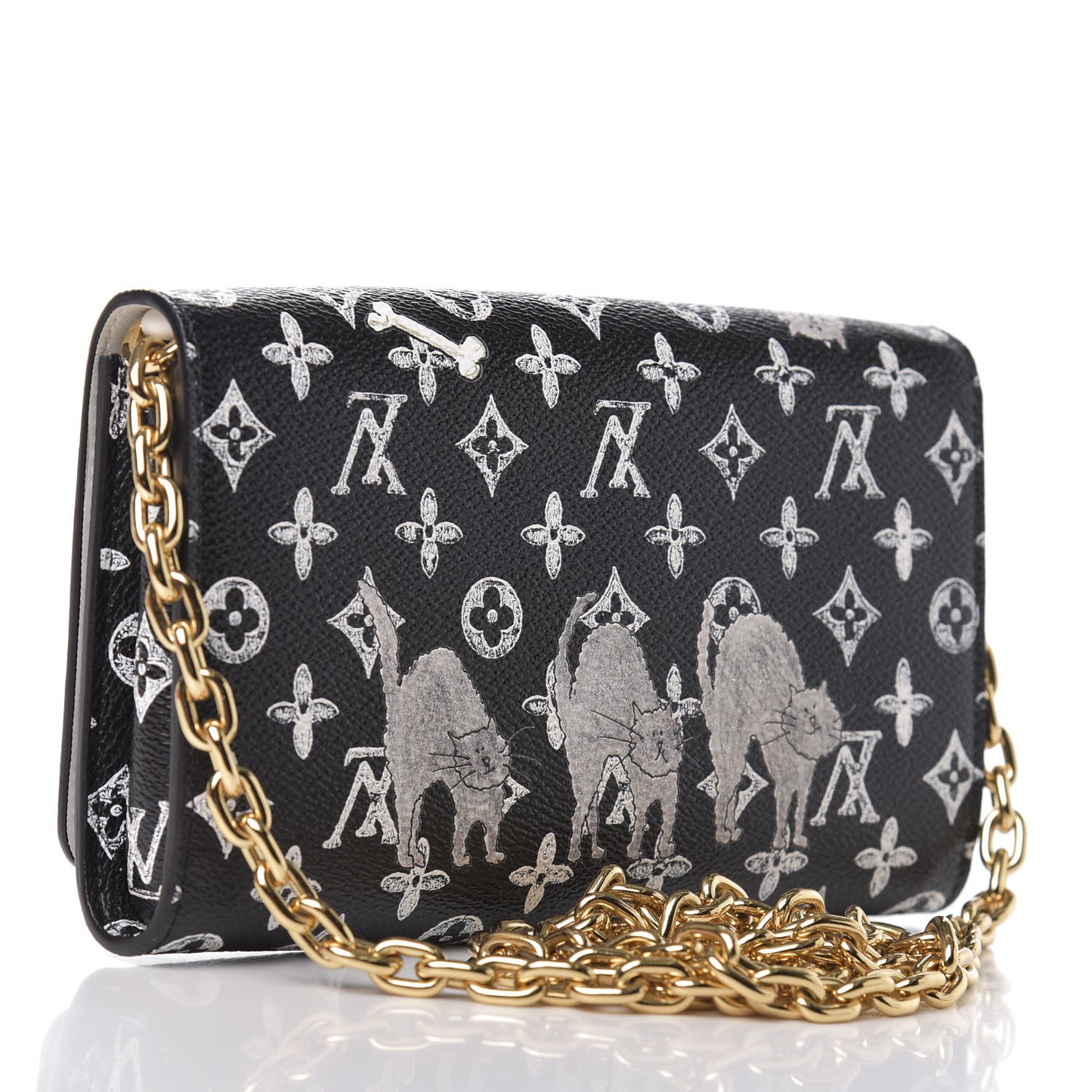 Catogram Twist Chain Wallet Black