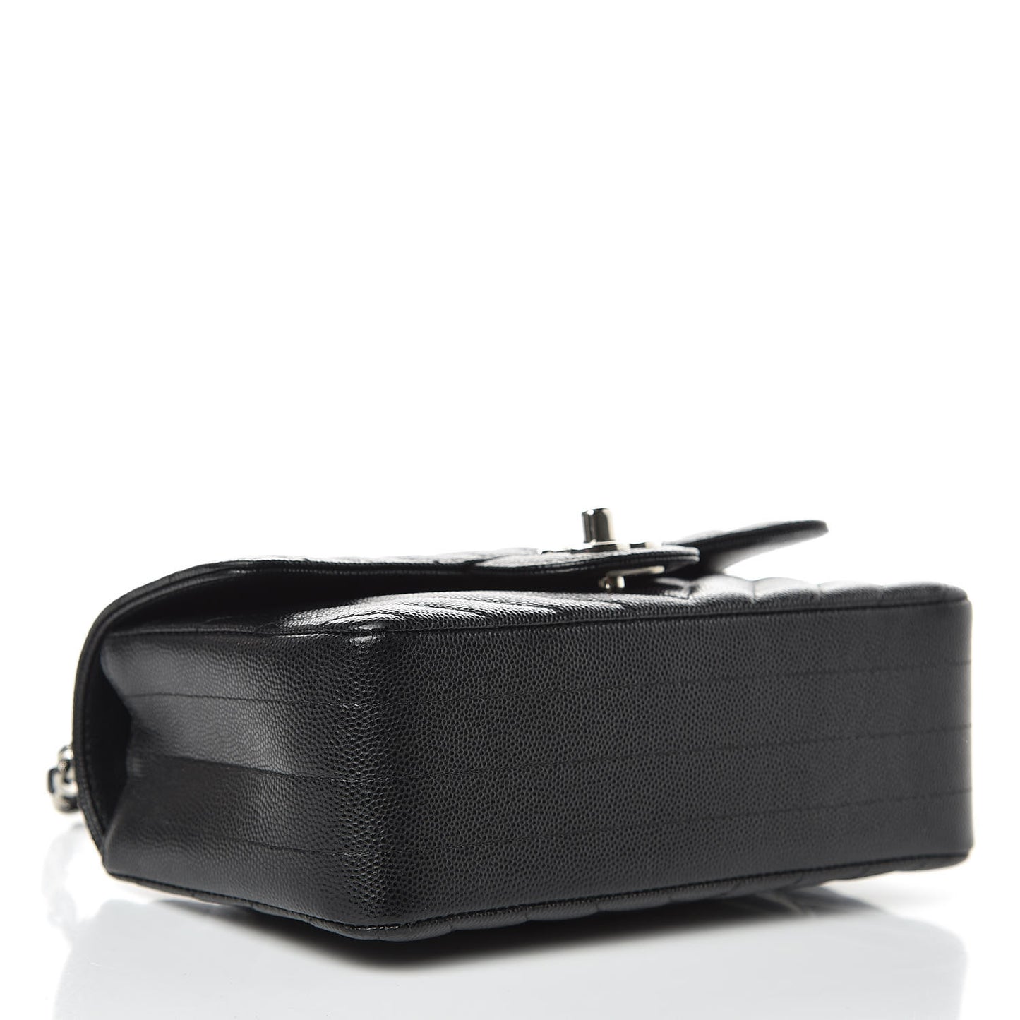 Caviar Chevron Quilted Mini Rectangular Flap Black