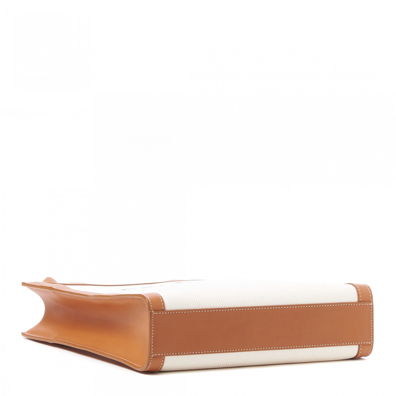 Celine Canvas Calfskin Logo Print Small Vertical Cabas Natural Tan 5 of 10